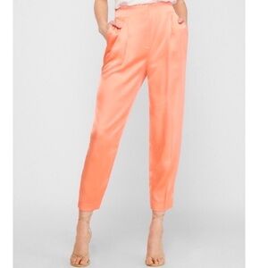 Express Satin Stunning Peachy Coral Pink High Rise‎ Cropped Ankle Pant Size XL